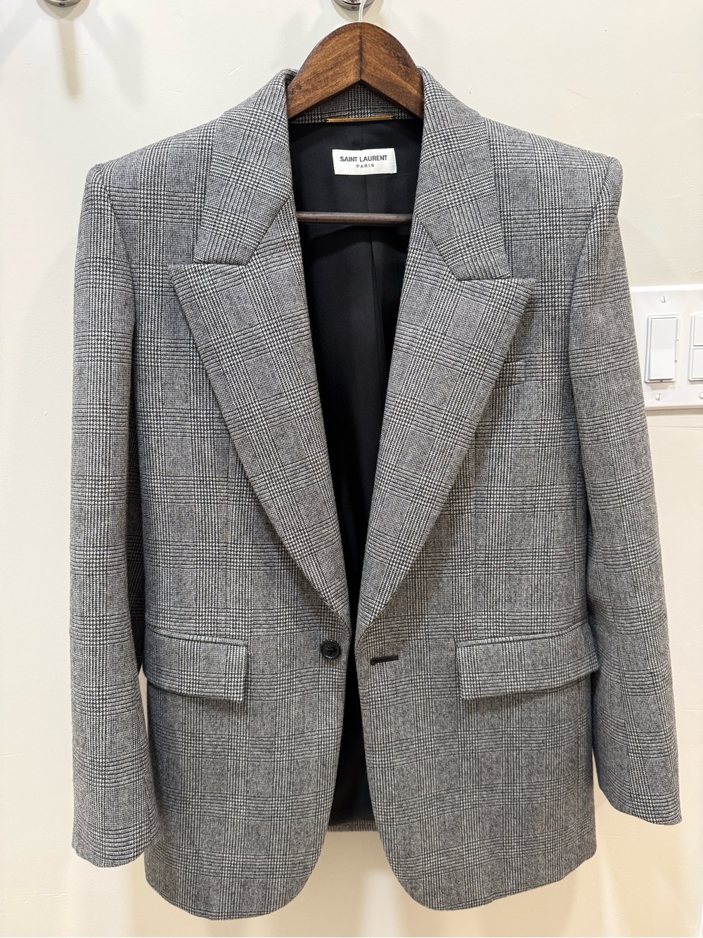 Saint Laurent Plaid Wool Blazer FR 36